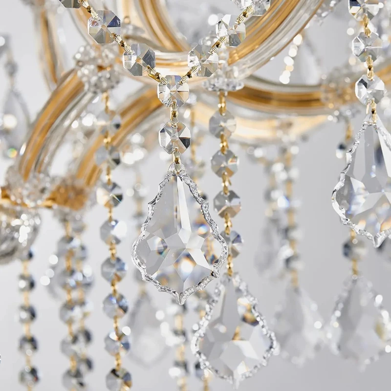 Large Maria Theresa Crystal Chandelier For Foyer Lobby Hallway Stair Gold Hanging Lamp Home Decor Cristal Lamps Ceiling Light