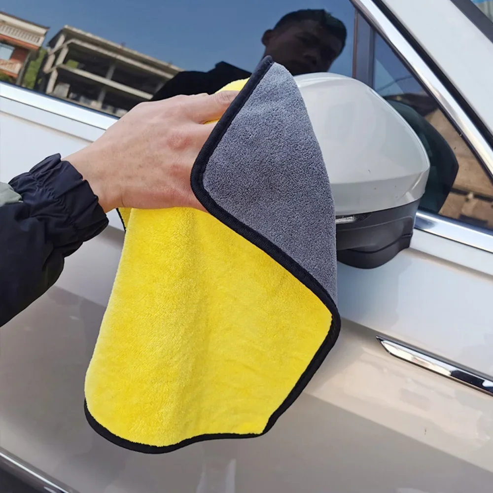 30/40/60cm Microfiber Cleaning Towel Soft Drying Cloth Car Body Washing Towels Double Layer Clean Rags Auto Detailing