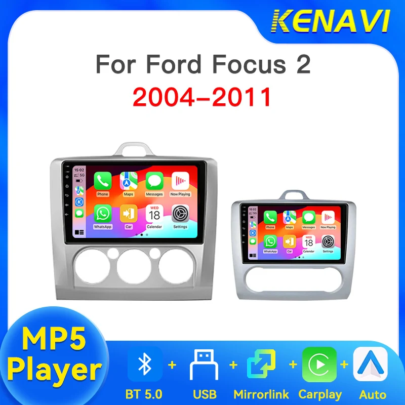 2Din Car Stereo Radio For Ford Focus 2 2004-2011 With Carplay Android Auto FM Bluetooth 5.0 USB MP5 Multimedia Player Head Unit