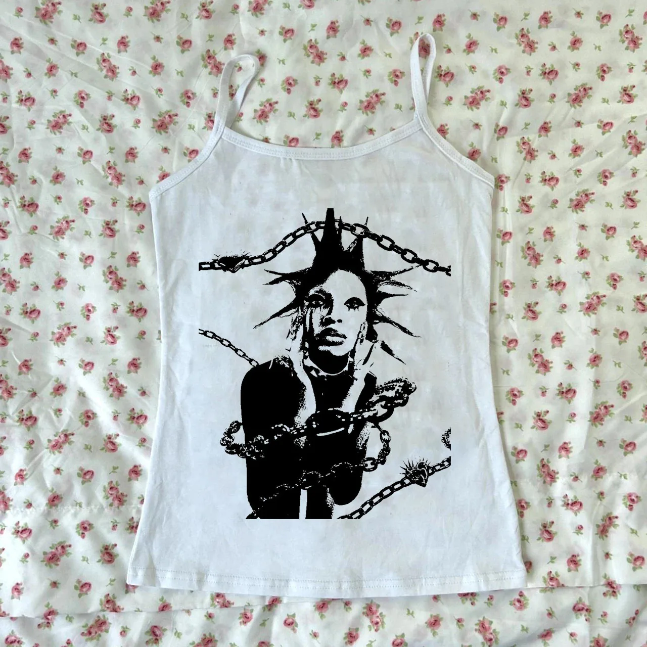 

Y2k Punk Aesthetic Grunge Print Harajuku Girl Vintage Sleeveless Summer Personality Sleeveless Streetwear fairycore emo Tank Top