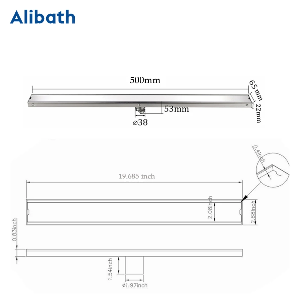 Imagem -06 - Retangular Linear Anti-odor Dreno de Piso 304 Invisible Shower Tile Insert Hardware Banheiro 50cm Aço Inoxidável