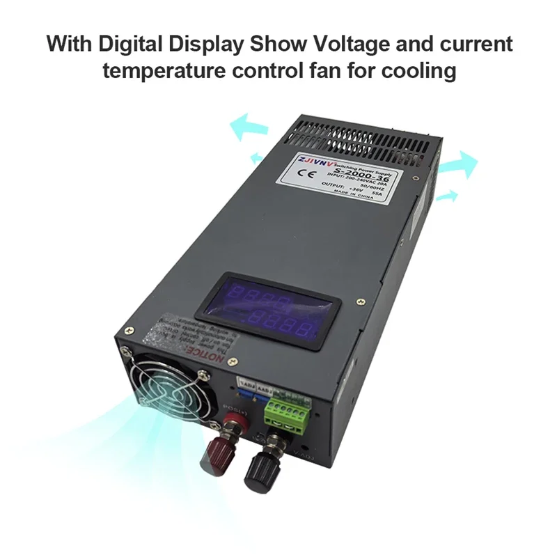 2000W Adjustable Switching Power Supply with/ without display AC 220V/110V to DC 12V 24V 36V 48V 60V 72V 80V 90V 100V 220V 300V