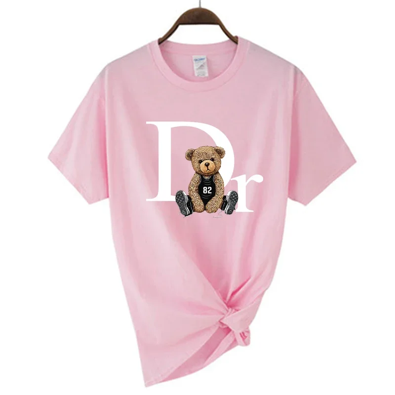 Luxury Brand Cute Bear Print Women T-shirt  Tshirt Summer Graphic Fashion Female T Shirts Woman Clothing Free Shipping