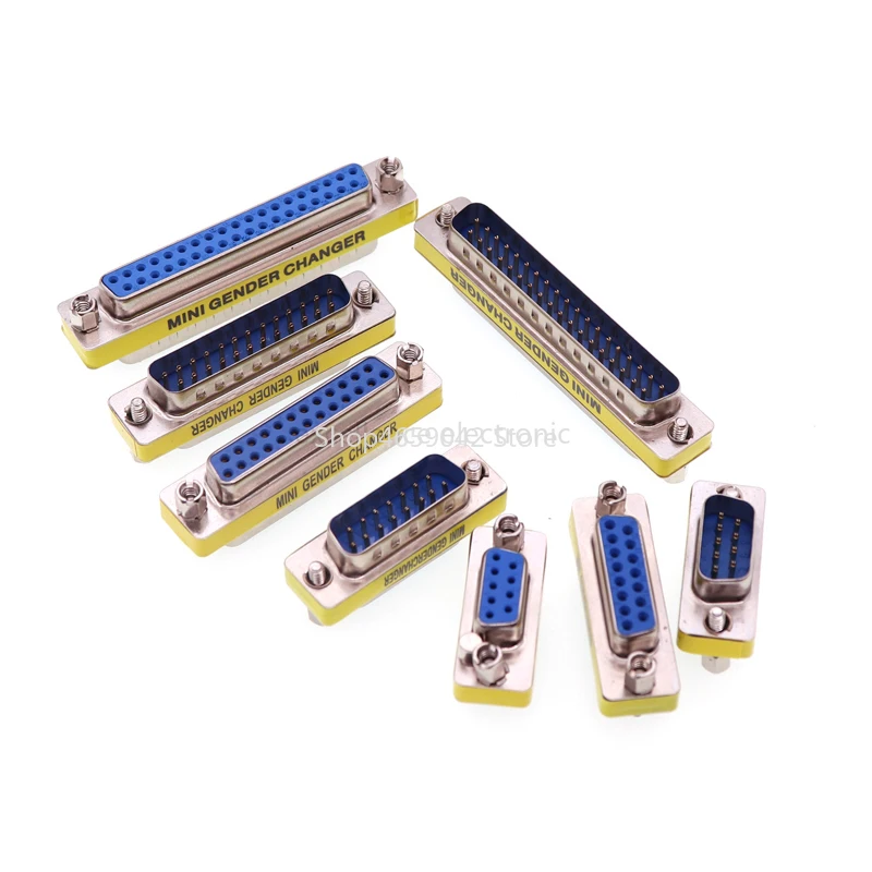 1pcs DB9 DB15 DB25 Gender Changer Adapter RS232 Com D-Sub To Male Female VGA Plug Connector 3Row 15Pin Adapter