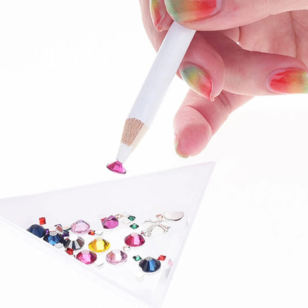 

25pcs Art Pencil Rhinestone Picker Dotting Manicure Gems White Colored Art Supplies Rhinestones Pickup Pen Nail