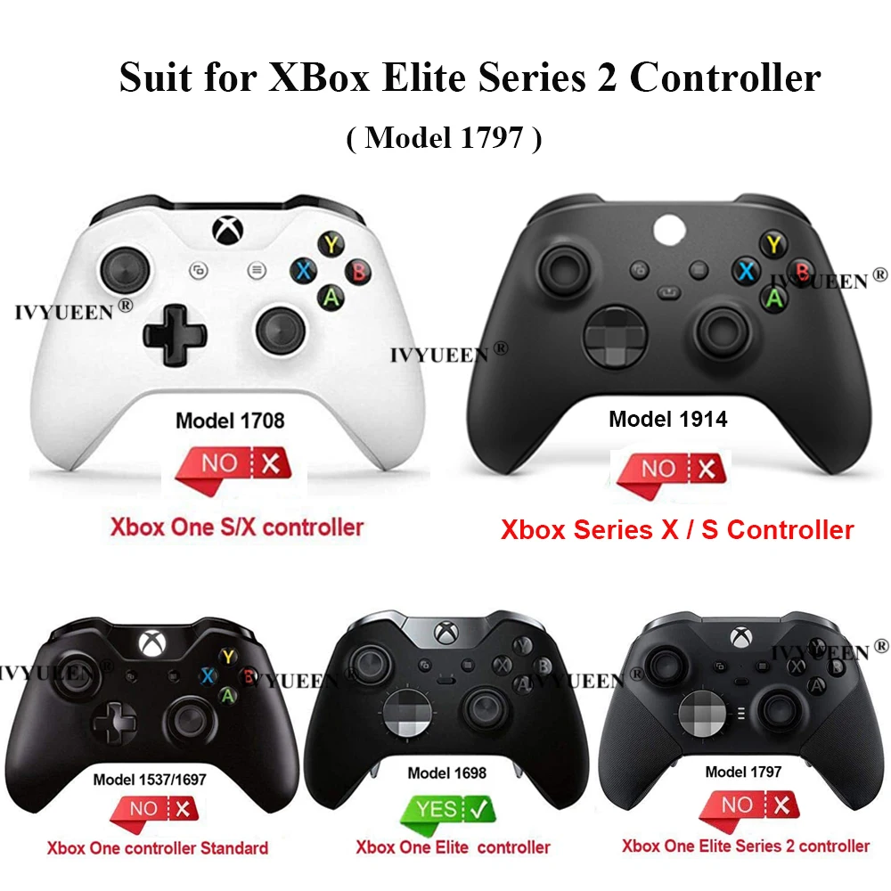 IVYUEEN สำหรับ XBox One Elite Series 1 Controller ด้านหน้ากลับ Shell กรณี LT RT LB RB Trigger ปุ่มด้านล่างซ่อมส่วน
