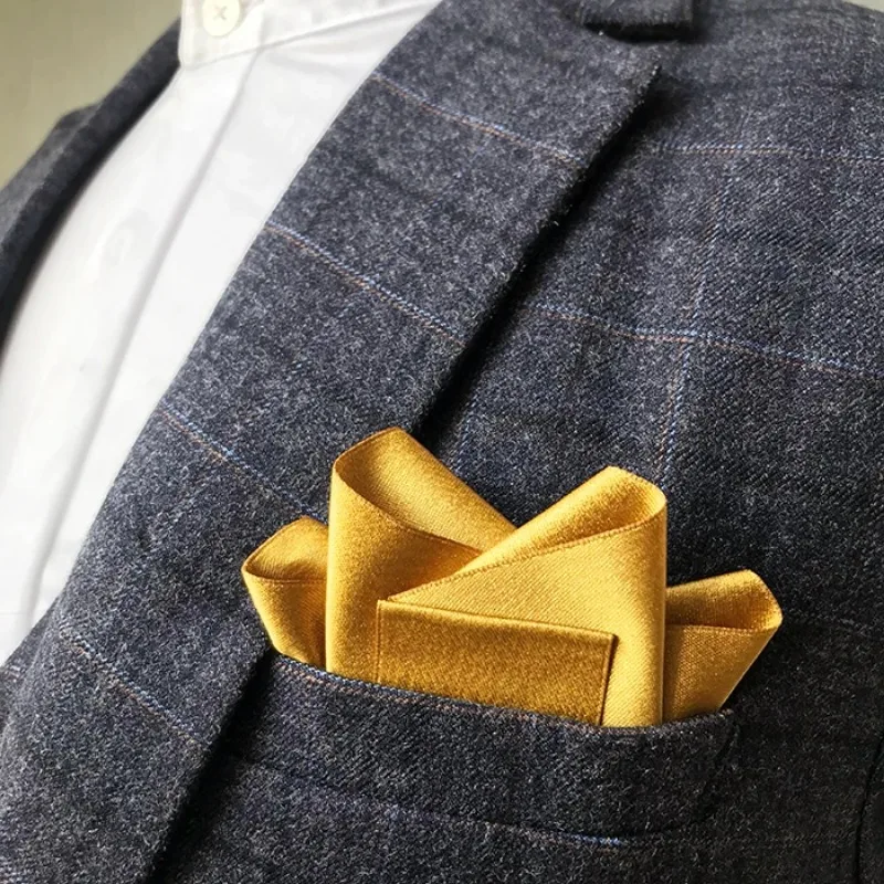 Handmade Pocket Towel Men\'s Formal Wear Wedding Suit Accessories British Polyester Square Scarf Brooches