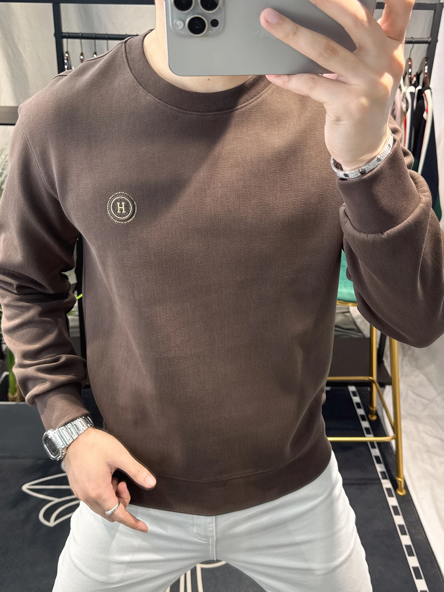 

Мужская толстовка Slim Fit с круглым вырезом и длинными рукавами, повседневная, удобная, дышащая, модная, весна-осень, новинка