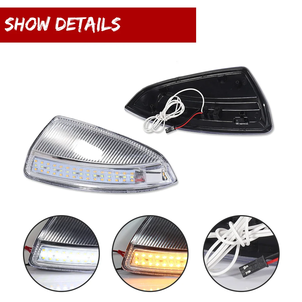 2PCS Turn Signal Light Side Mirror Indicator Blinker For Mercedes Benz C Class W204 S204  Viano Vito W639 ML W164 White LED DRL view 2