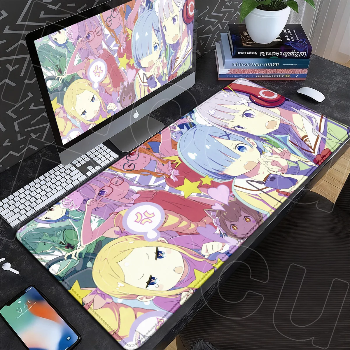 E-Sport Gamer Schreibtischunterlage Große Rutschfeste Gummi-Mausmatte Dekoration Heiße Tapete Re Zero Niedliche Rem Anime Mauspad PC-Zubehör – Detail 12