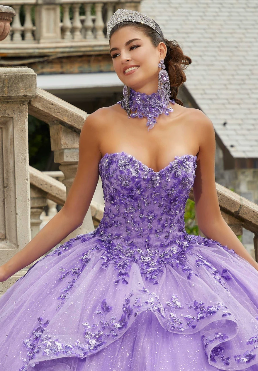 Lorencia Prinzessin Quince anera Kleider mit Langarm Spitze Applikationen Rüschen Party süß 15 16 Kleid Vestidos de 15 Años YQD43