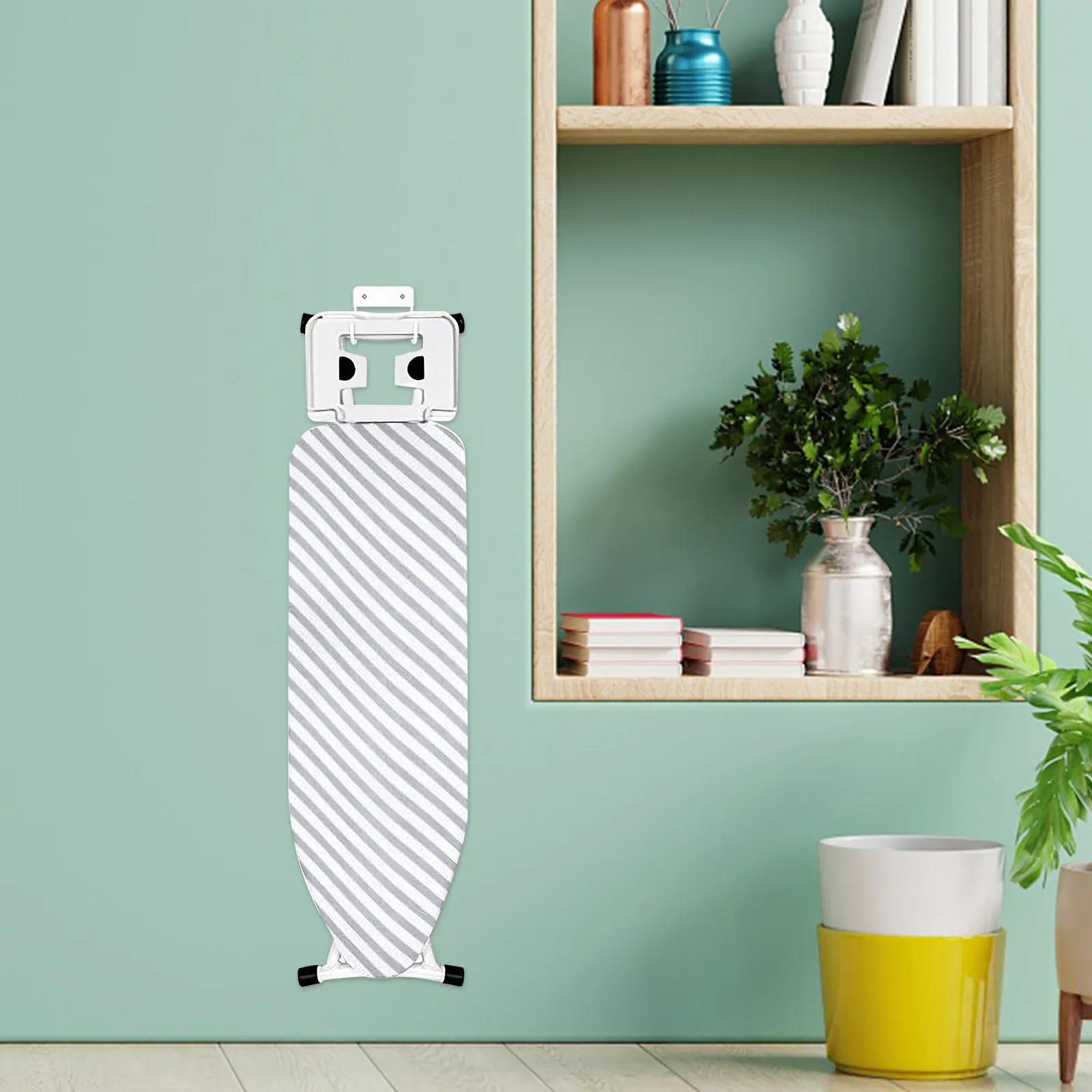 1Set Ironing Board Wall Mount Hook Strong Iron Hanging Rack Thickened Holder for Utility Rooms Closets Hotels Offices Storage