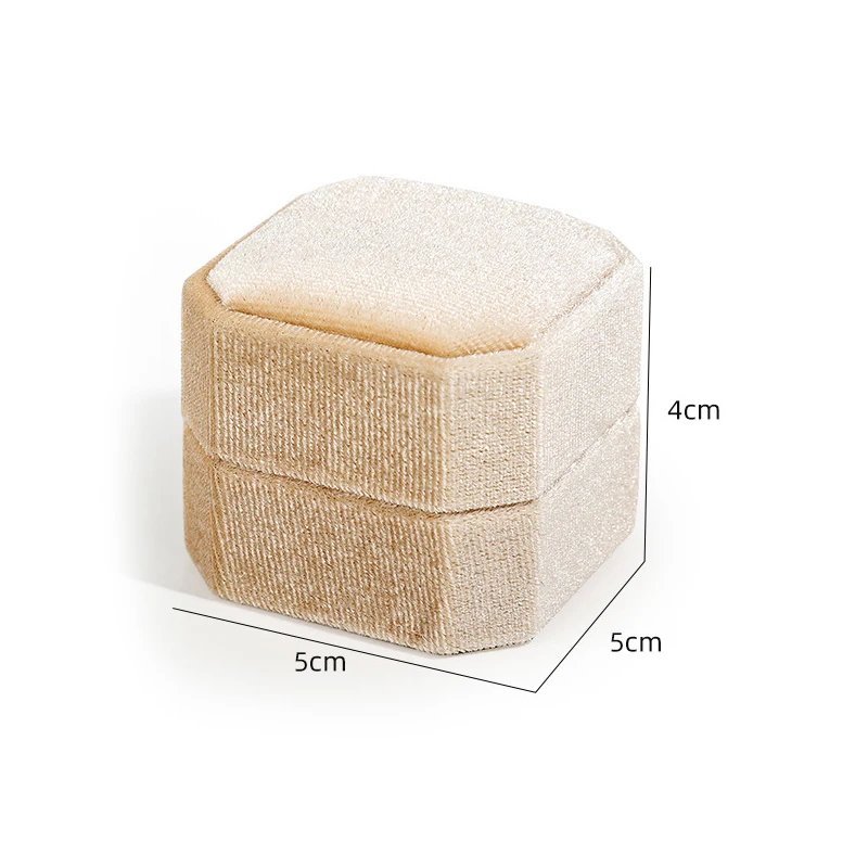 1PCS New Velvet Jewelry Box Octagonal Ring Box Double Ring Box Wedding Ring Box With Detachable Lid