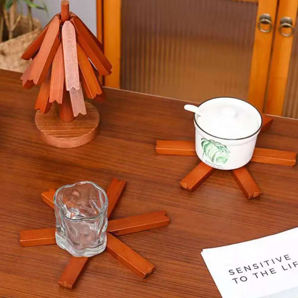 

Tabletop Mats Odorless Wooden Coasters Wooden Coaster Trivet Set with Tree Shape Design for Hot for Pot for Table