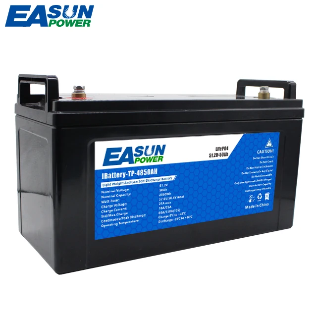 EASUN POWER 1200Wh 1280Wh 12V 24V 48V 50Ah Lithium Ion Battery Pack for Inverter Storage System