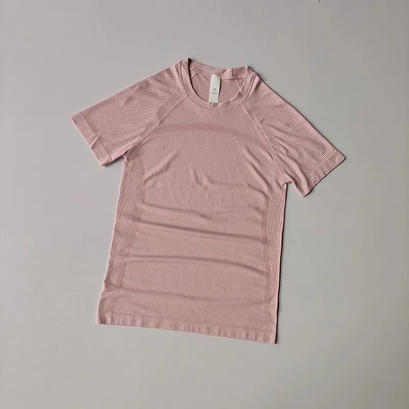 Damen Yoga-Top Nahtlose Sport-T-Shirts Fitnesskleidung Kurzarm Yoga-Shirt Gym-Top Lauf-Activewear Sport-Top – Detail 4