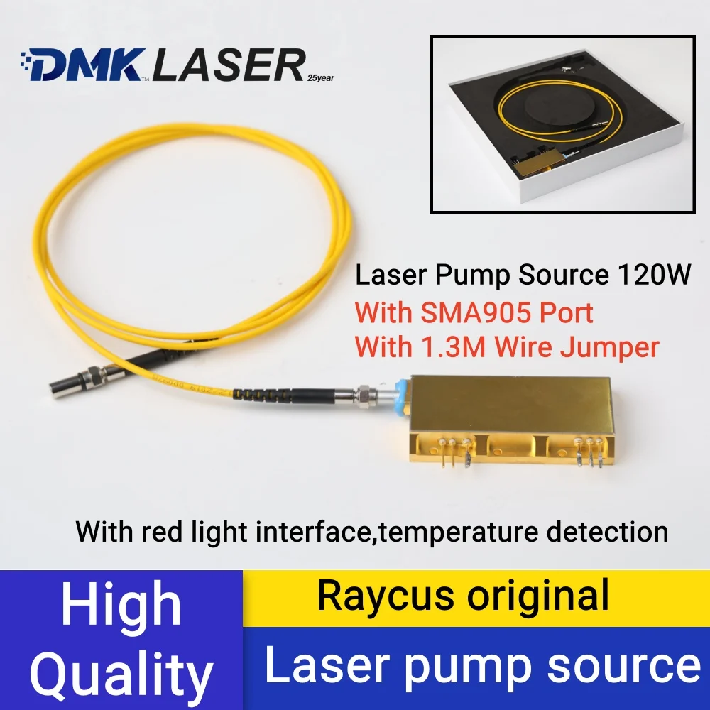 Источник лазерного насоса DMK Raycus 120 Вт Порт SMA905 1,3 м Проволоконная перемычка 915 нм Волоконно-лазерный ненуно-источник диода Полная мощность с красным светом