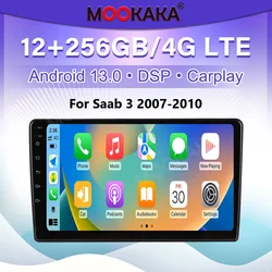 9Inch Android 13.0 For Saab 9-3 93 2007-2010 Car Multimedia Player GPS Navigation Car Stereo DSP Wireless Carplay Video Recorder