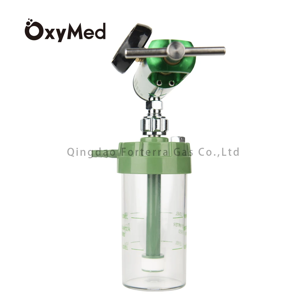 High Quality CGA870 Diss Medical Oxygen Regulator 0-15L Oxygen Inhaler with 200ml Humidifier Bottle