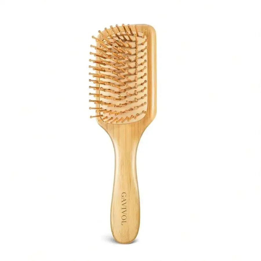 

Bamboo Paddle Hair Brush For Detangling Scalp Massage Pointed Bristles Travel Friendly