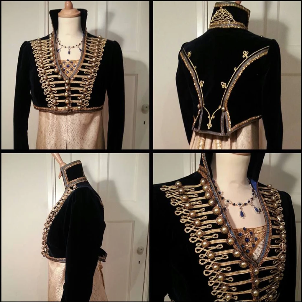 Maßgeschneidertes Kostüm der Königin Louise von Preußen aus dem 18. Jahrhundert, Regency-Spencer-Jacke für Damen, kurzer Mantel für Militäroffiziere