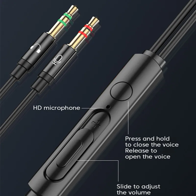 Écouteurs intra-auriculaires filaires, 3M/2M, Microphone Audio 3.5mm, double prise, pour ordinateur de bureau, casque Gamer, PC