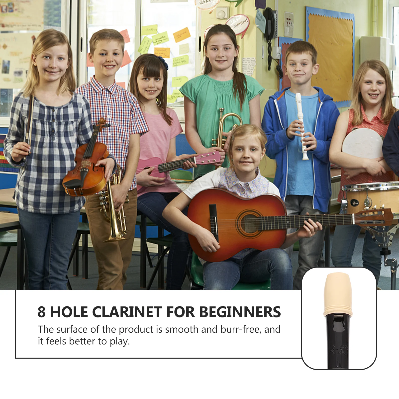 

1Pcs Children's Eight-Hole Clarinet Black Beginner Resin Wind Instrument Portable Durable Music Gift Resin Clarinet