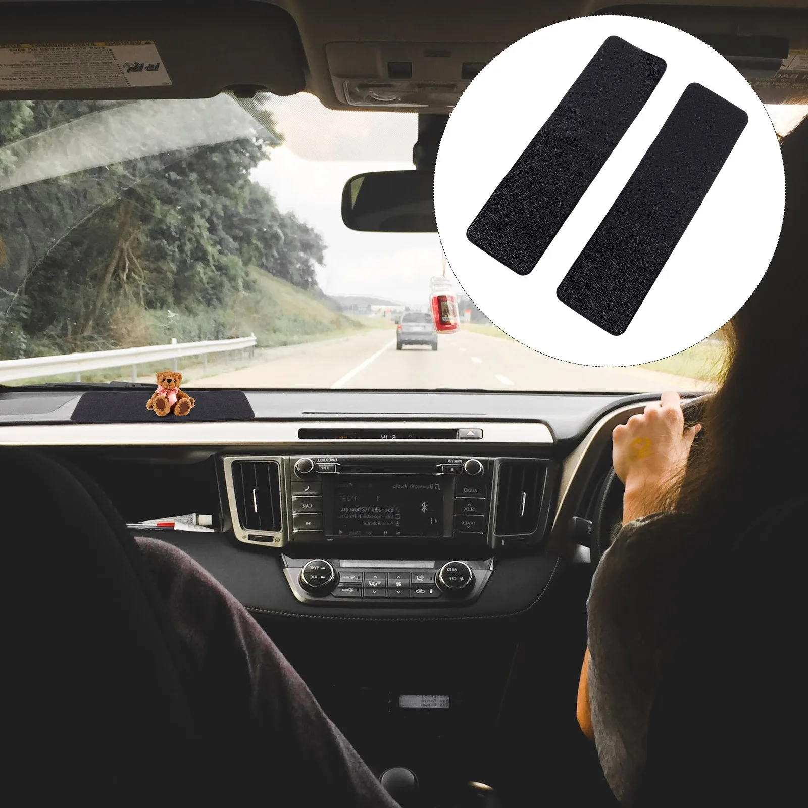 

2 шт. автомобильные нескользящие подушечки, противоскользящий коврик, устойчивый к ультрафиолетовому излучению, прочный, кислотостойкий, устойчивый к окислению для приборной панели, черные автомобильные противоскользящие подушечки