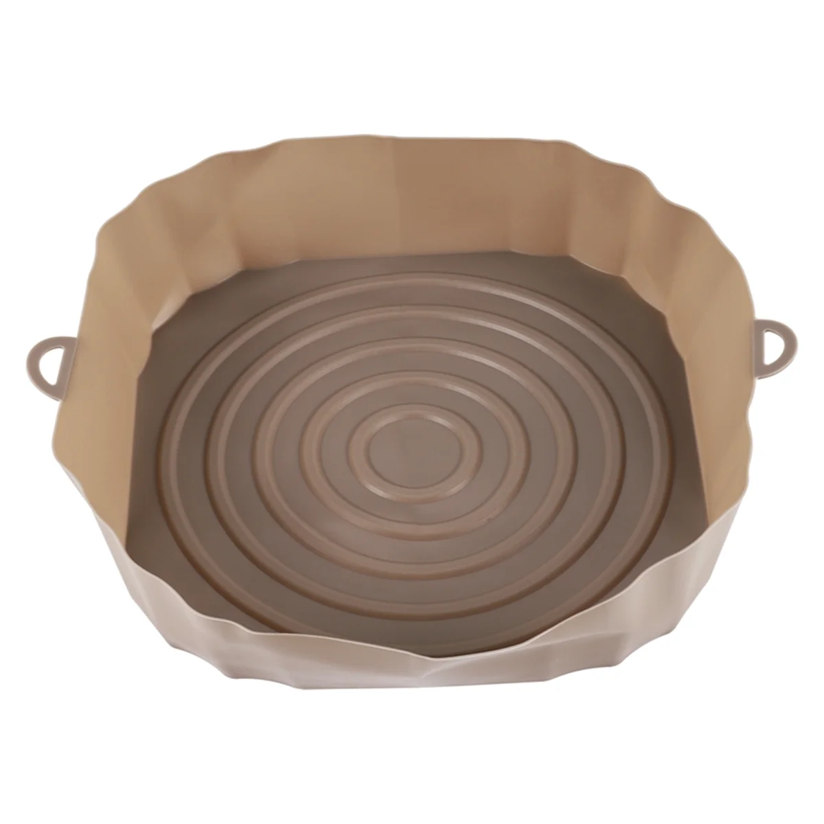 AB89-20Cm Air Fryers Oven Baking Tray Fried Chicken Basket Mat AirFryer Silicone Pot Round Replacemen Grill Pan Brown