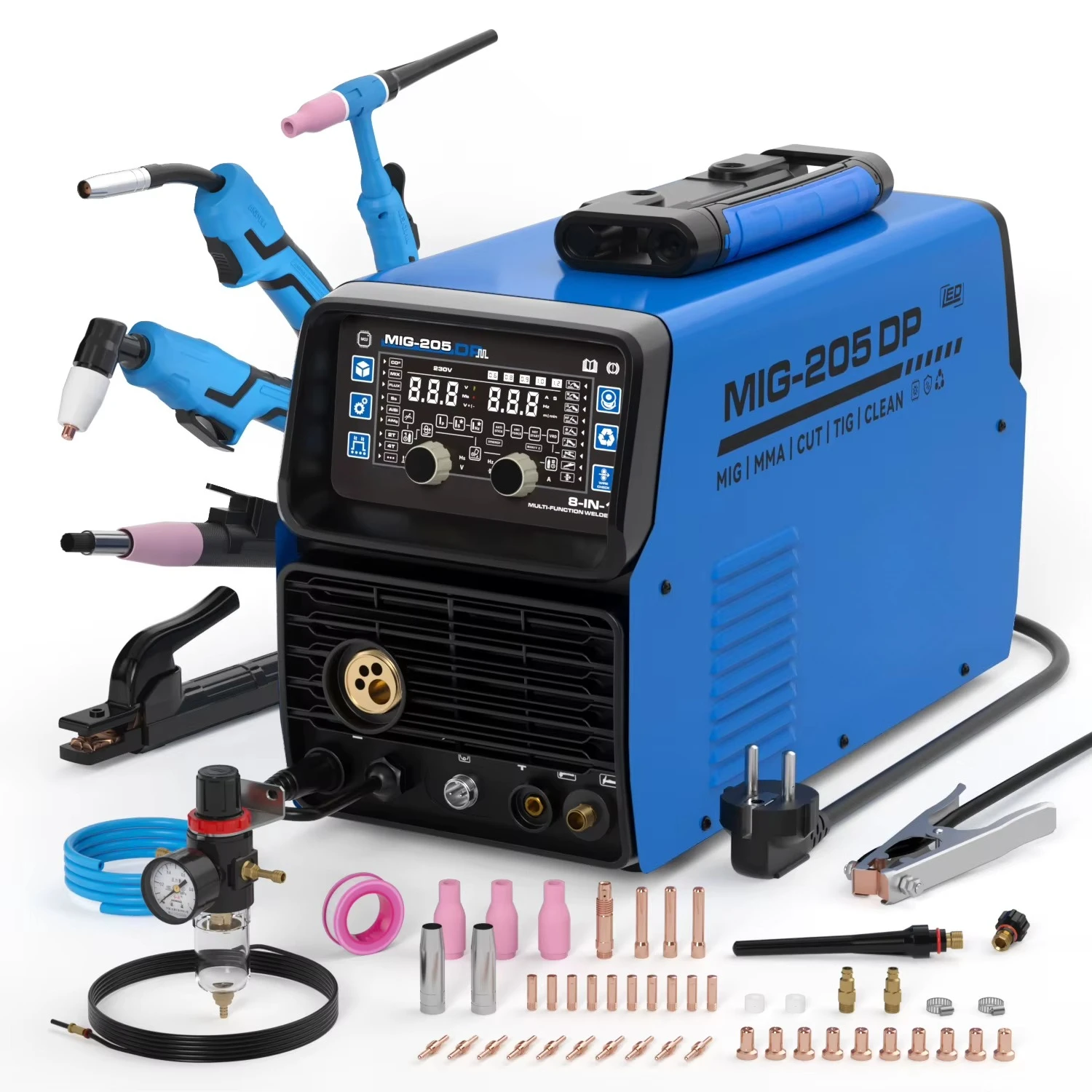 2026 New Arrival 110V  220V  MIG-205DP 10 in 1  MIG TIG CUT MMA and Flux Clean Welding Machine