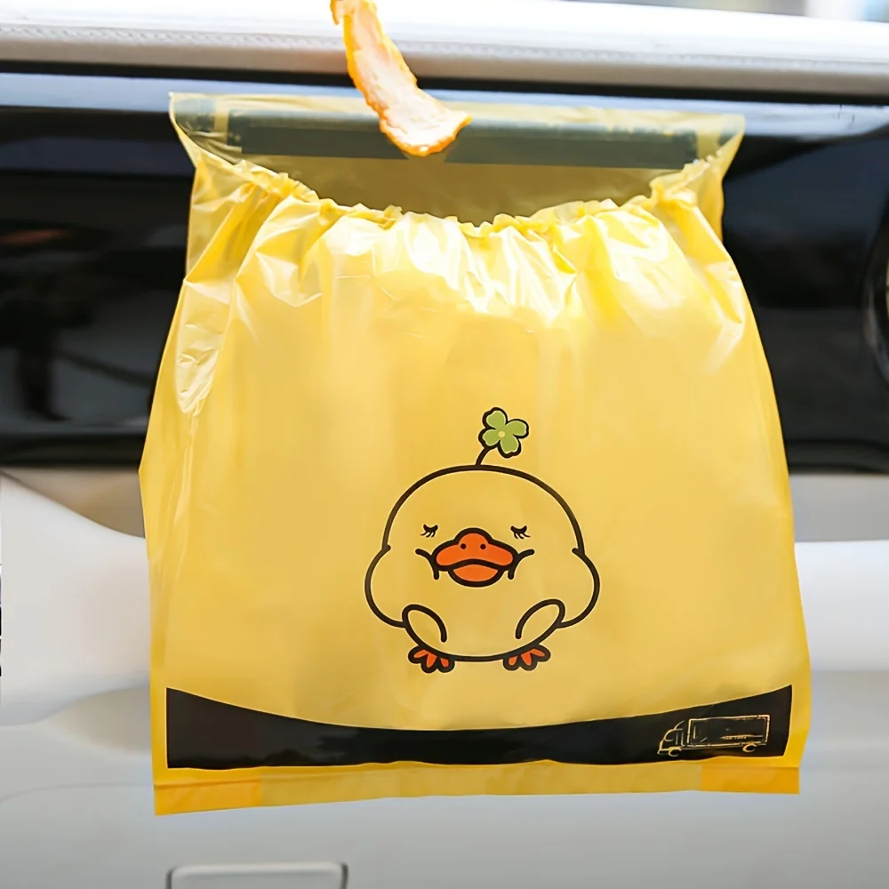 15pcs/pack Adhesive Car Trash Bag Disposable Car Interior Hanging Multi-Functional Clean Bag Small Plastic Bag Car Garbage Bin