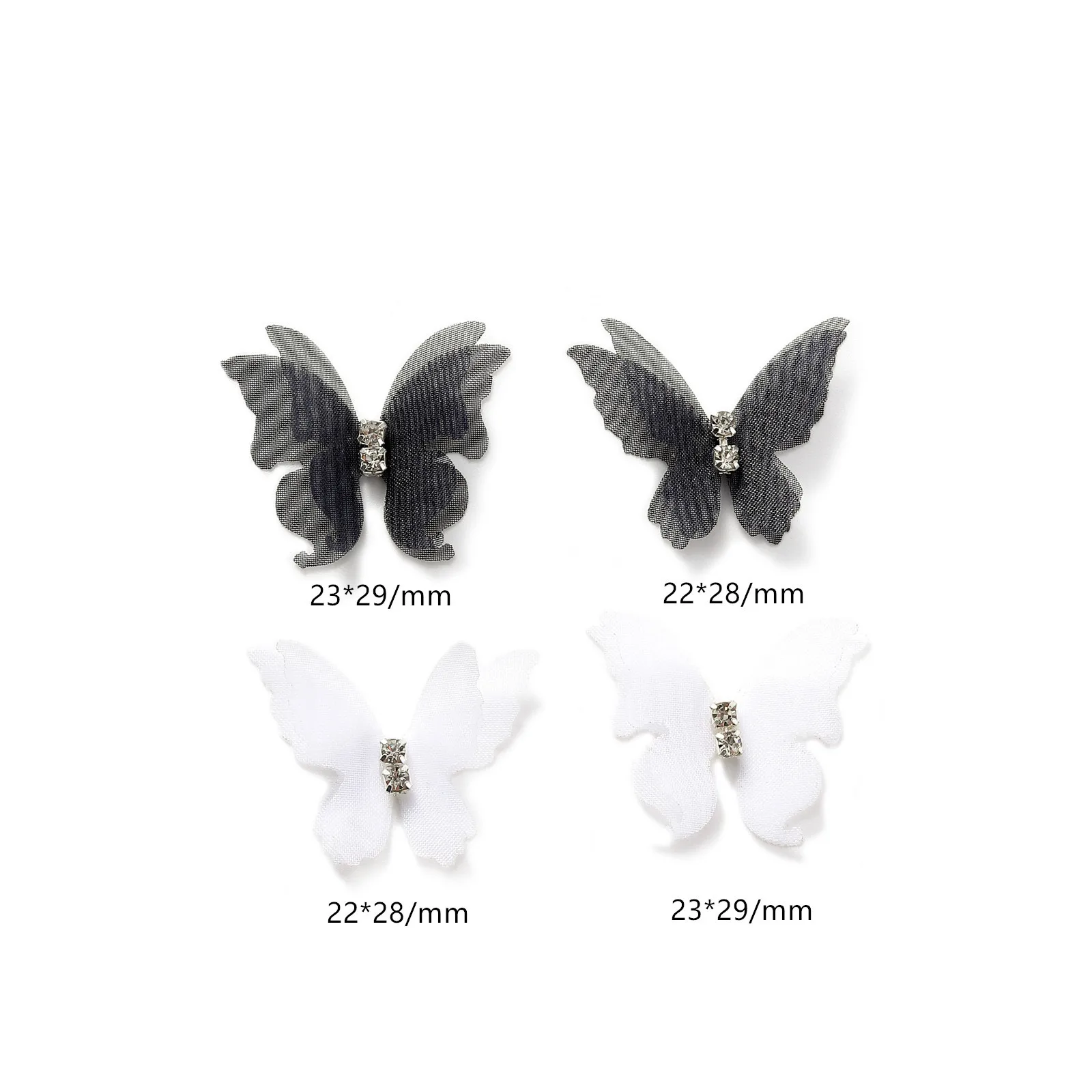 10pcs Designer เล็บ Charms Double Layered ตาข่ายผีเสื้อเล็บอะไหล่ตกแต่งเล็บเครื่องประดับขายส่ง