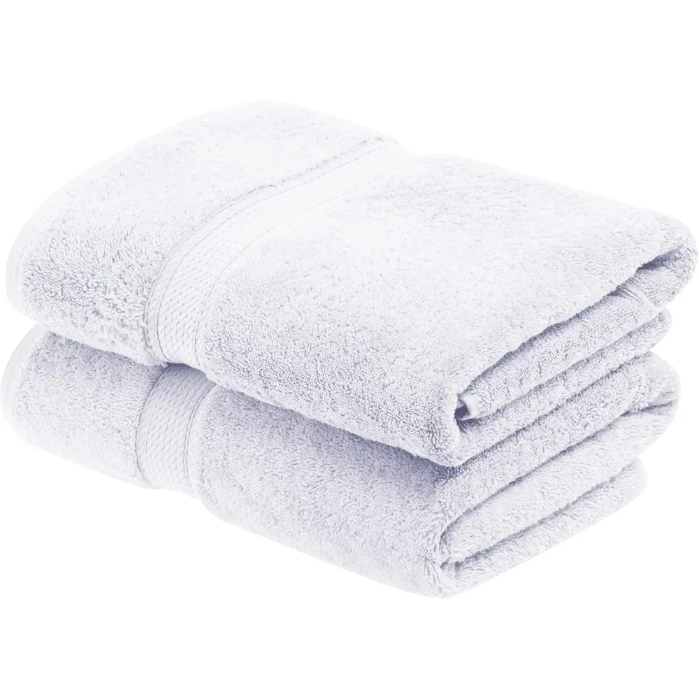 

Egyptian Cotton Pile Bath Towel Set of 2,Thick Plush Essentials, Absorbent Heavyweight,Home Bathroom, Shower Basics, White