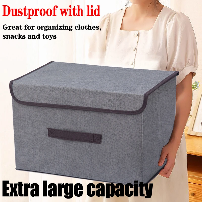 1-5PCS Foldable Storage Box Portable Storage Basket Non-woven Storage Box Clothes Toy Storage Organiser with Lid Storage Box