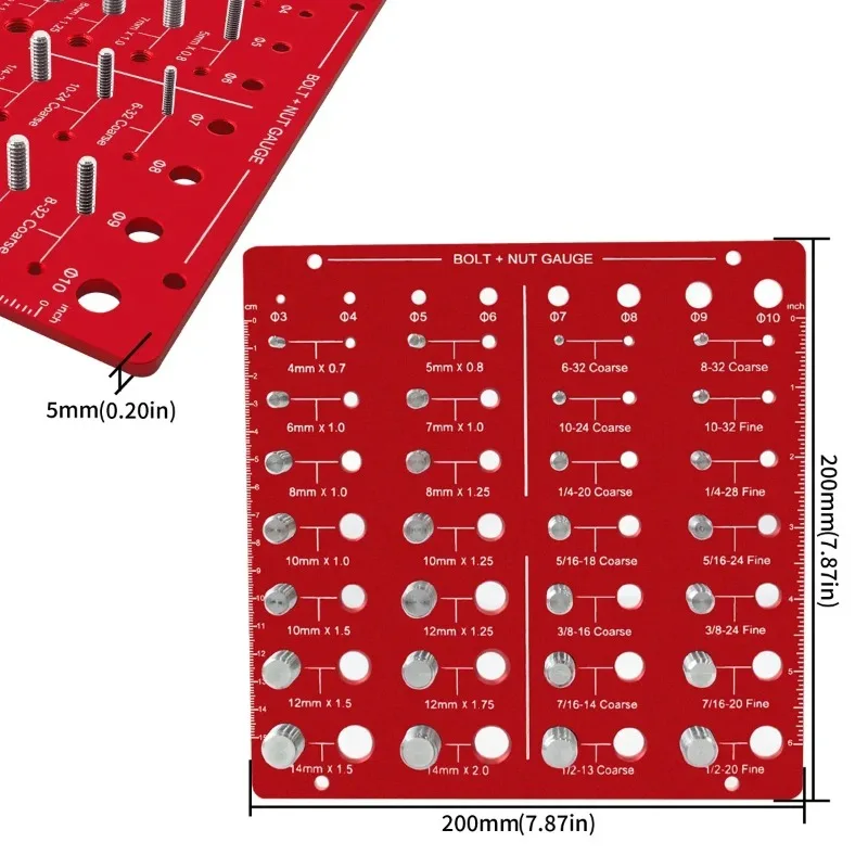 Nut and Bolt Thread Checker Thread Identifier Gauge Nut Bolt Screw Identibolt  28 Bolt Standard Sizes  Measuring Identifier Tool