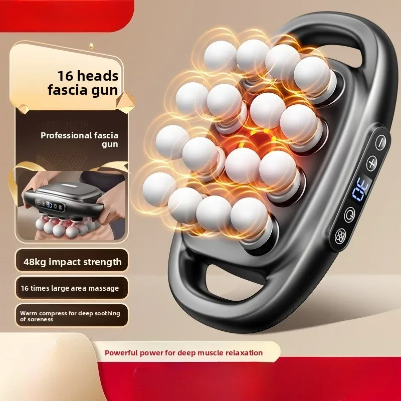 16-Heads Fascia Gun High-Frequency Vibration Body Massage Gun Back and Waist Massager Neck Shoulder Massager Muscle Masajeador