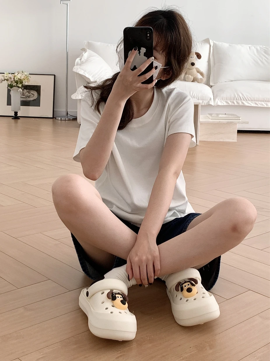 Women EVA Outdoor Garden Sandals Shoes Anti Slip Casual Cute Hole Shoes Summer Funny Dog Cool Slippers For Women