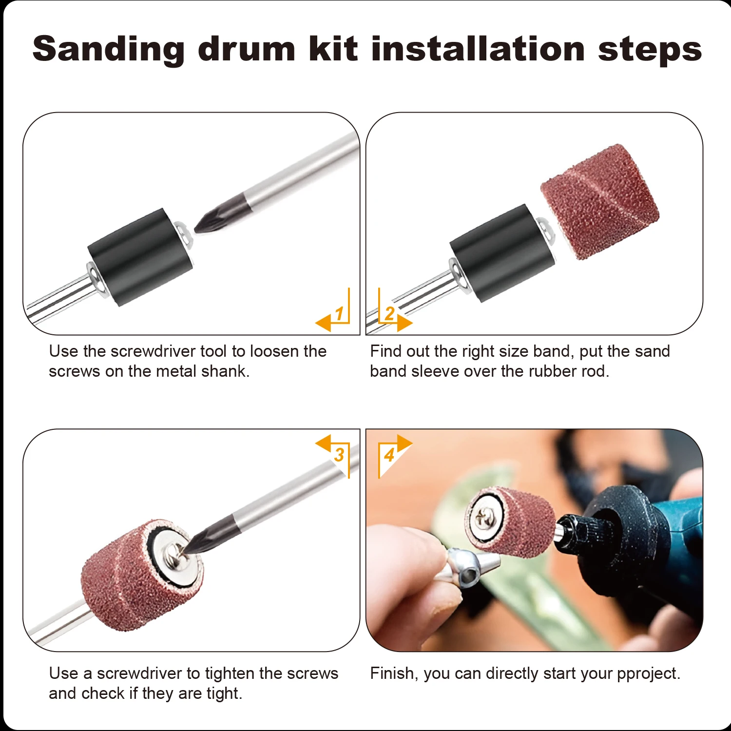 Sanding Drum Kit 258pcs Sanding Bands 180 Grit with 2.35mm 3.17mm Sanding Band Mandrel For Dremel Rotary Tools Polishing