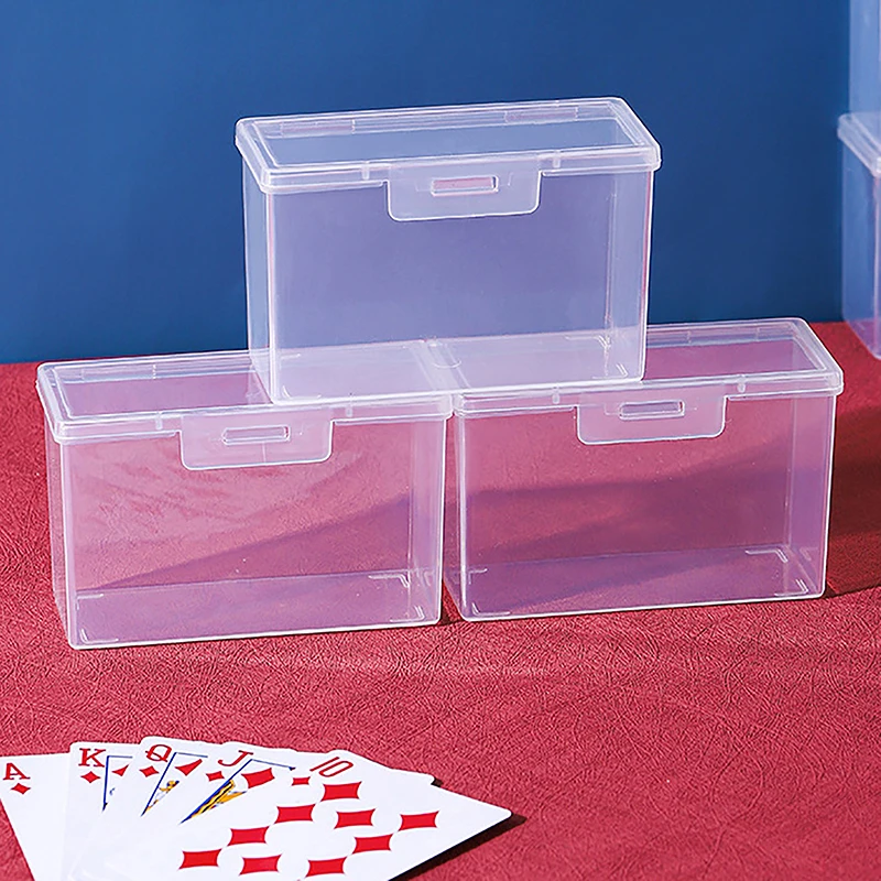 Estuche para naipes transparente, caja para naipes, caja de almacenamiento de tarjetas, soporte para baraja de cartas, organizador de tarjetas comerciales, 1 ud.