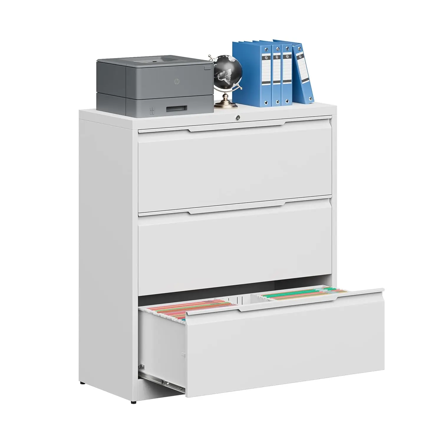 Lateral File Cabinet 3 Drawer Metal Lockable Storage Home Office School Hanging Files Letter , Customized