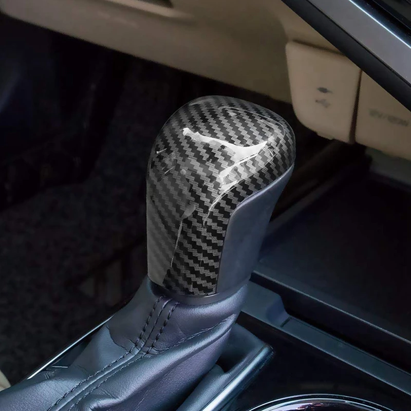 2X Carbon Fiber Print Auto Gear Shift Knob Cover Trim For Toyota Camry 2018-2020 Avalon Corolla Hatchback 2019 2020