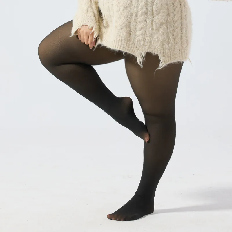 120KG Warm Winter Fleece Tights Plus Size Sexy Pantyhose Women Fake Stockings Panty Skin Effect Thick Translucent Thermal Tights