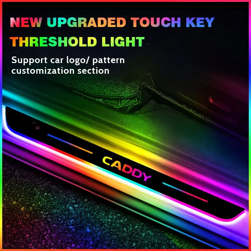 

Car Welcome Door Sill Light Threshold Lamp Plate Pedal Light with Wireless LED Light color Adjustable For Volkswagen VW Caddy