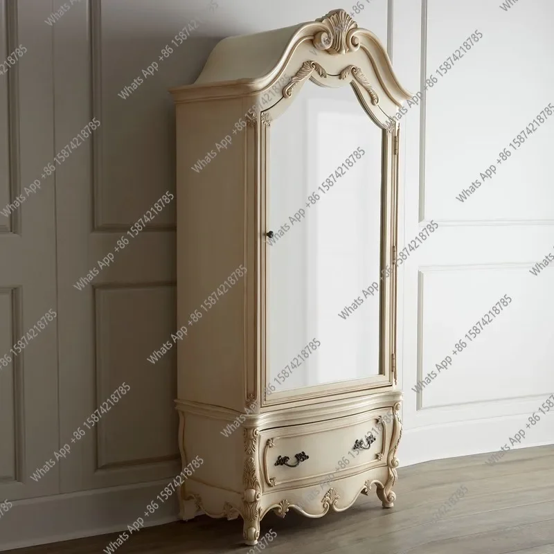 

YX Solid Wood Carving Flower Wardrobe American Country High-end Luxury Complete Storage Cabinet Single Door Storage Wardrobe