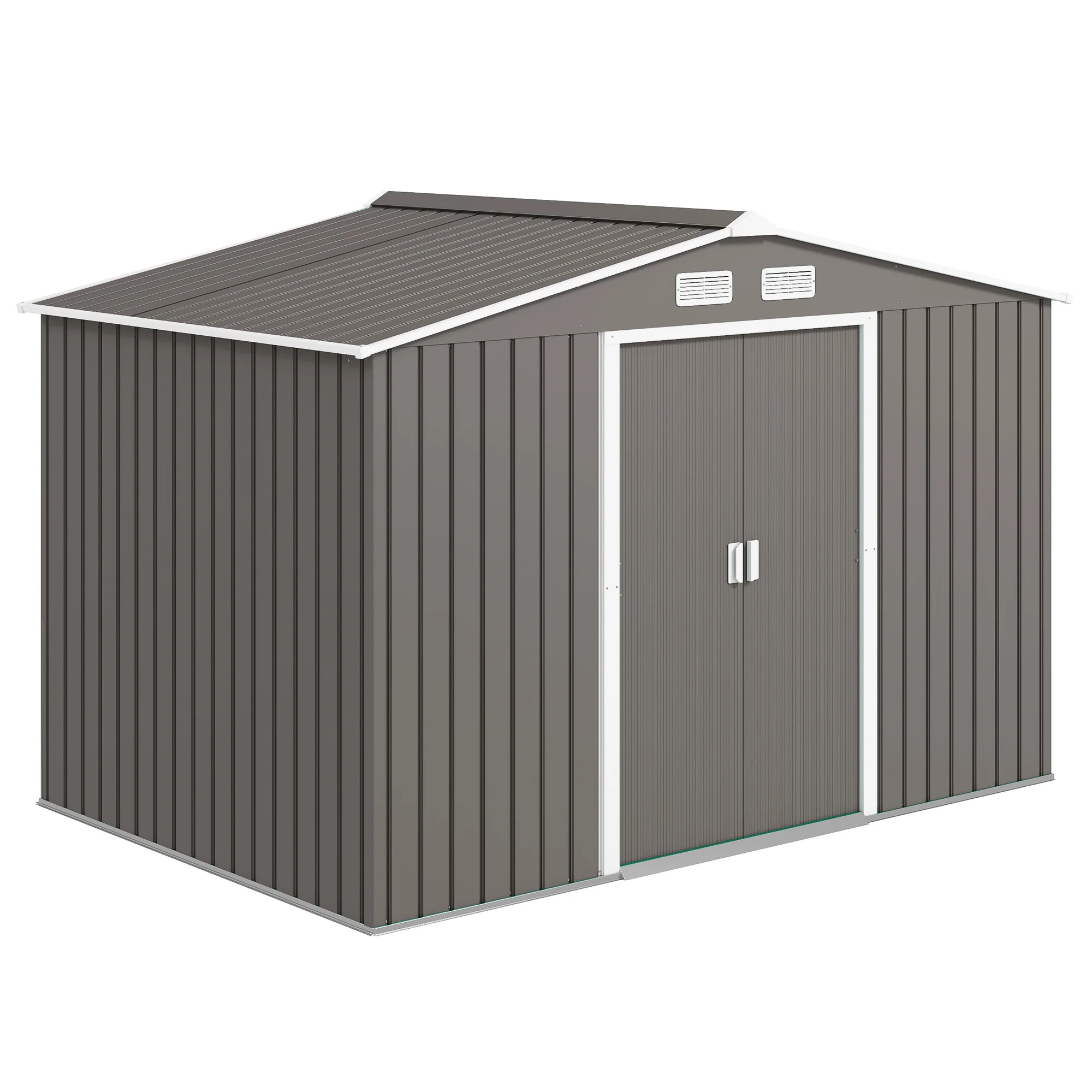 Zonnige schuilplaats in de tuin m² Een tuinhut voor gereedschap - dim rek. 122L x 149l x 192/177H cm - aluminium en PP, grijs