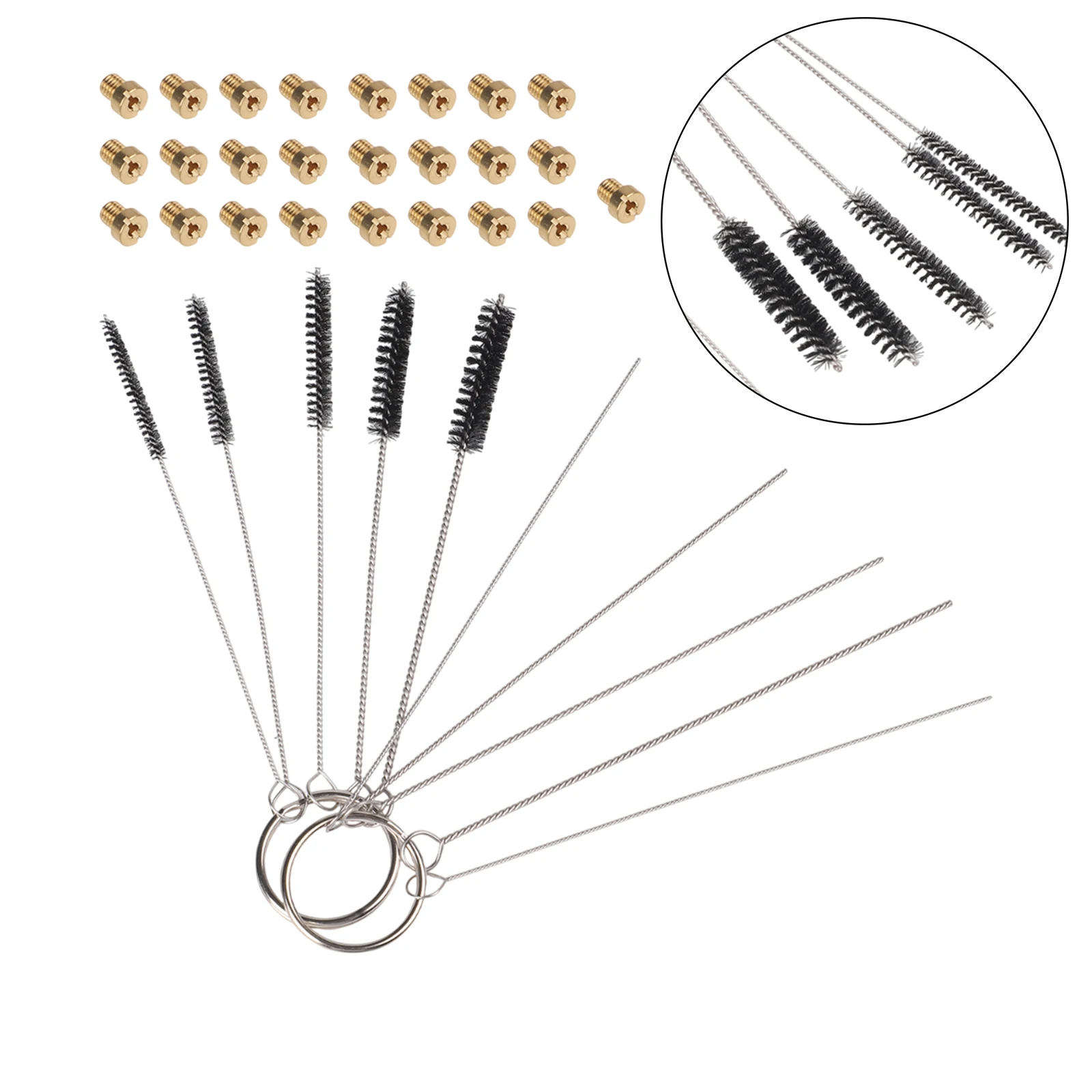 25 pcs for m6 Carburettor Main Nozzle Set with Cleaning Brush for Scooter Motorcycle Maintenance and Engine Repair