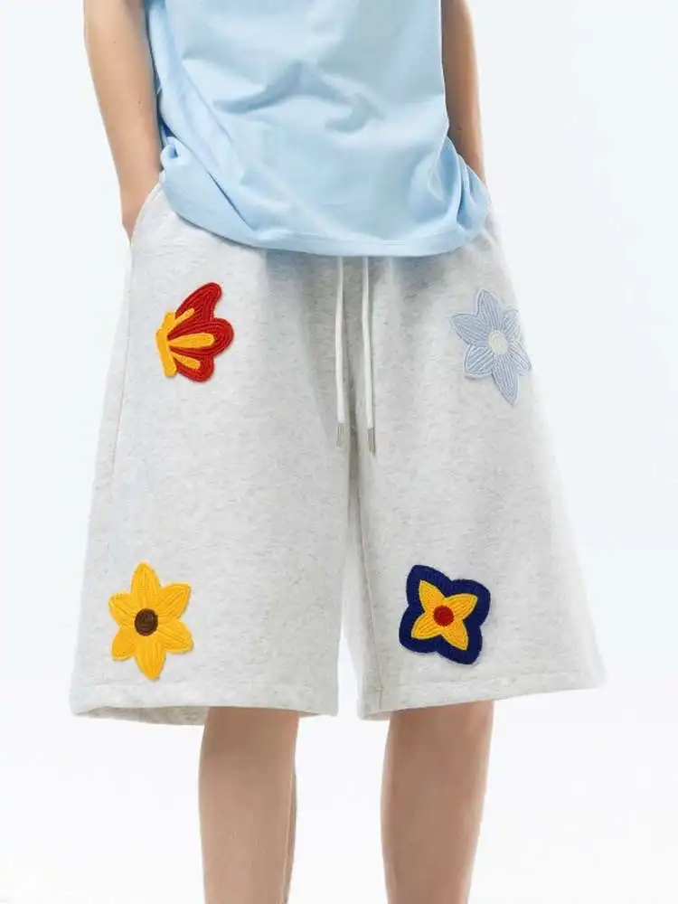 

Мужские летние тонкие свободные спортивные брюки с вышивкой в американском стиле, дизайнерские баскетбольные штаны-джоггеры до колена