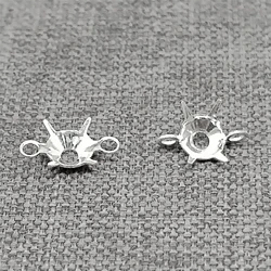 50 Sterling Silver Bezel Settings for 4mm Stone 925 Silver 4 Prong Claw Connector Setting