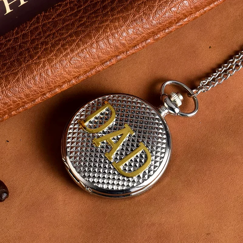 Large room Gold upper case DAD Vintage quartz pocket watch Gold clamshell alloy pocket watch