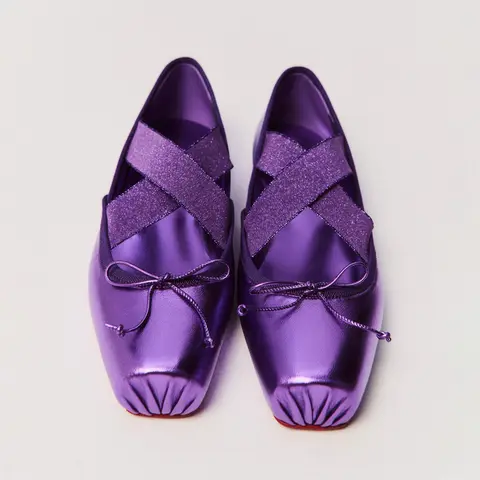 크로스 스트랩 발레리나 플랫 스퀘어 토 엘라스틱 플랫 우아한 신기한 스타일 댄스 슈즈 맞춤형 멀티컬러 슬립온 플랫